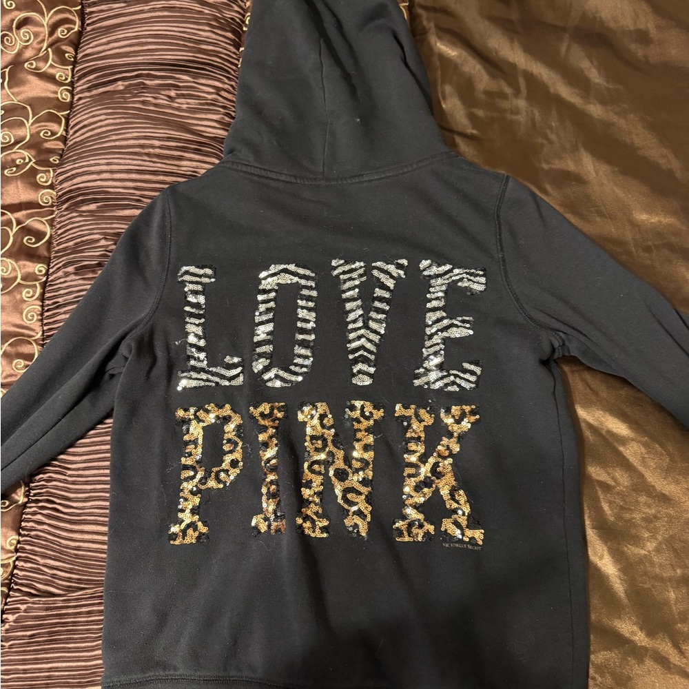 PINK Victoria's Secret Black Zip-Up Hoodie